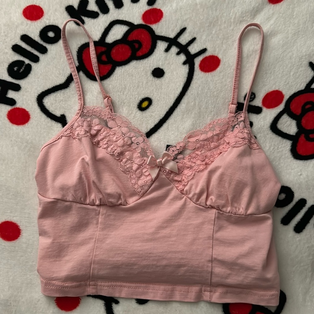 Cute Pink Lace Crop Top